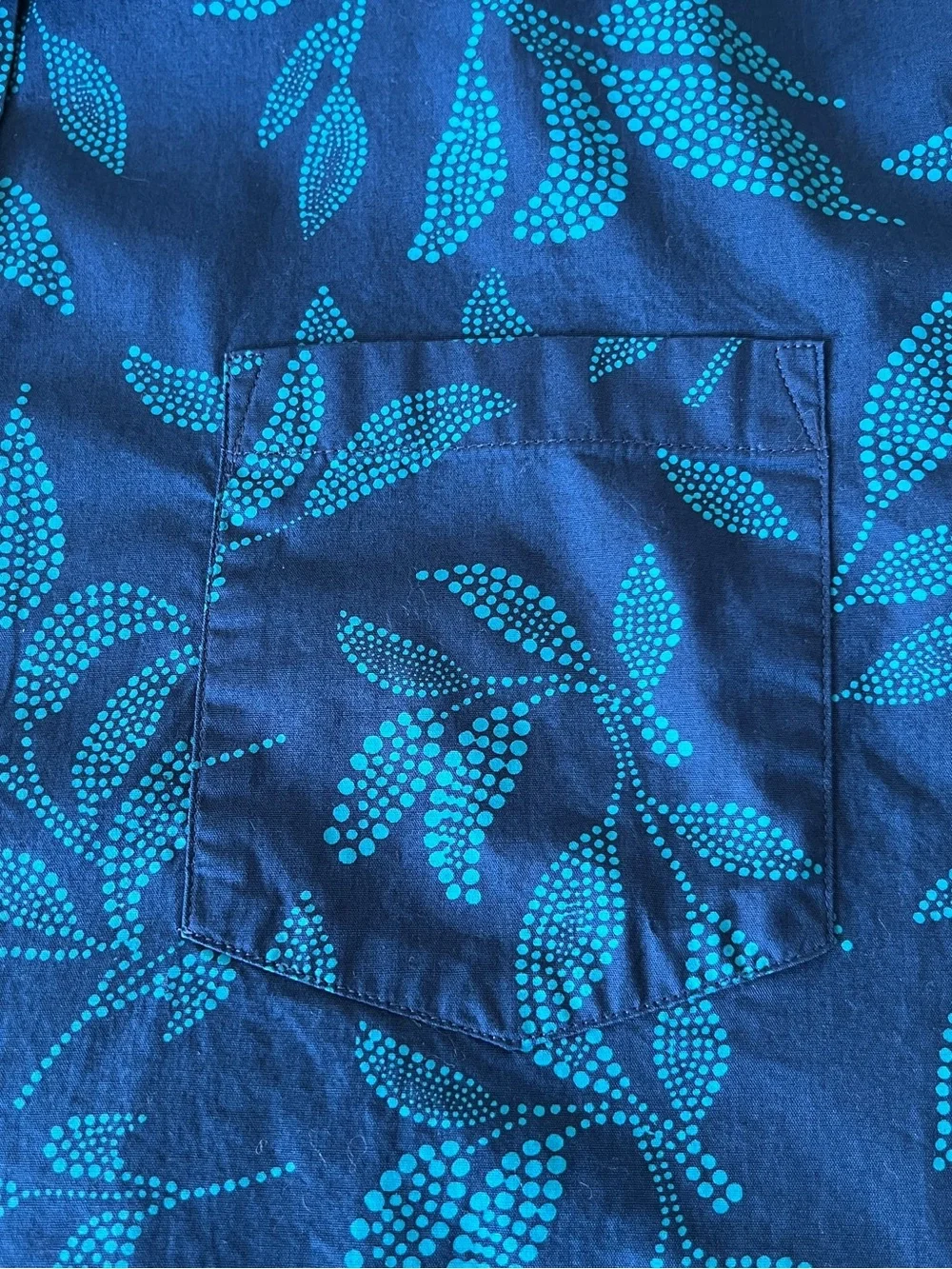 J. Crew Flex Washed Shirt Mens XL Navy Teal Print Short Sleeve Button Down NWOT